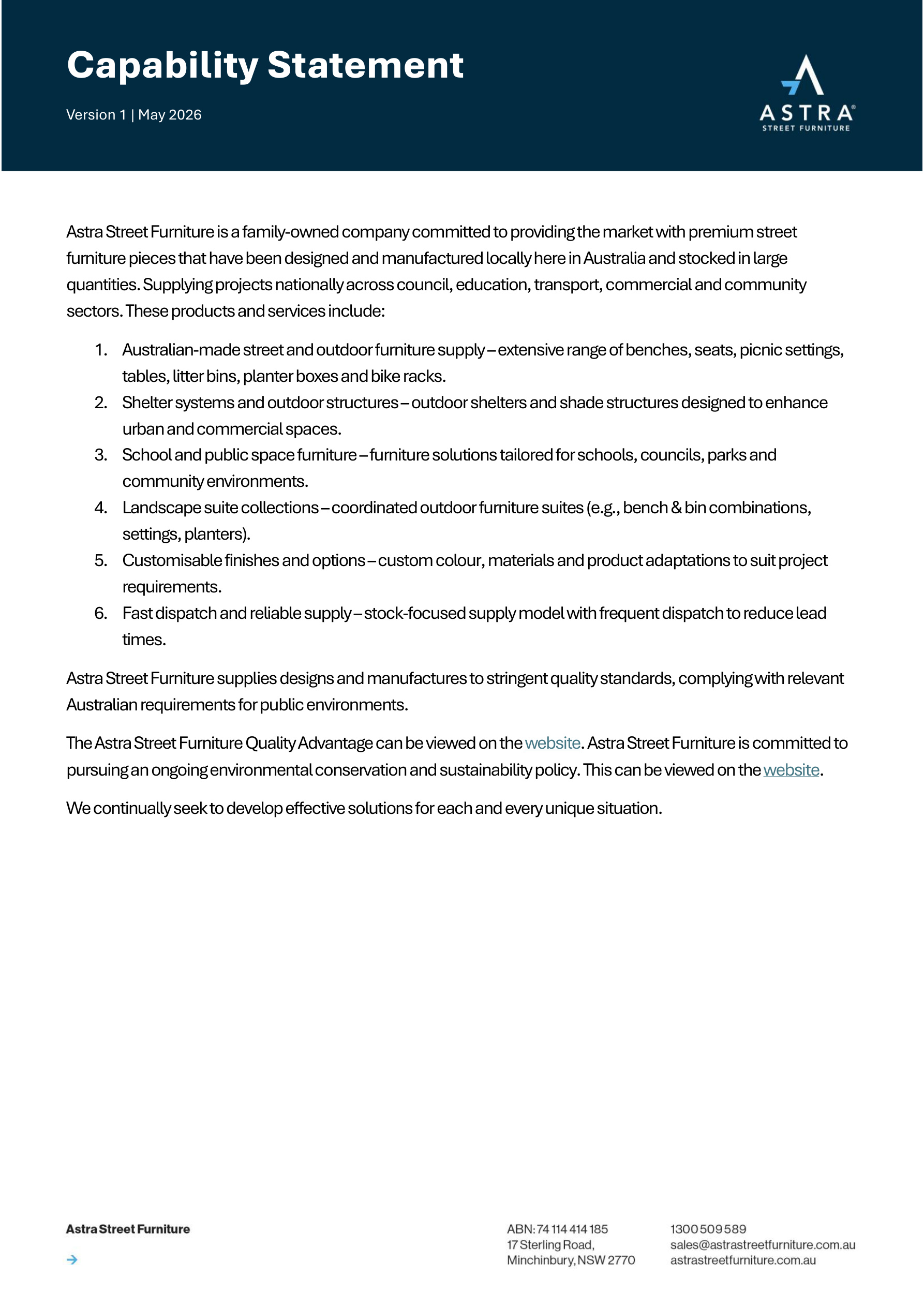 ASF Capability Statement